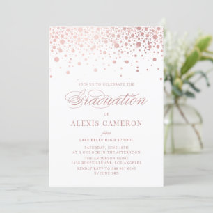 Convites Graduação Elegante Faux Rosa Gold Foil Confetti