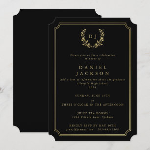 Convites Graduação em branco/monograma Dourado