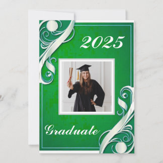 Convites Graduação em branco verde 2025