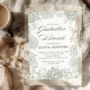 Convites Graduação em Brunch da Vintage Floral Verde