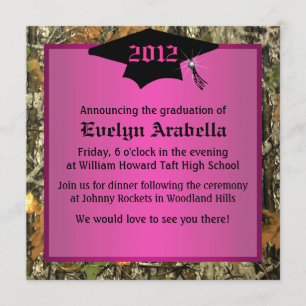 Convites Graduação em Camo Rosa, de Menina