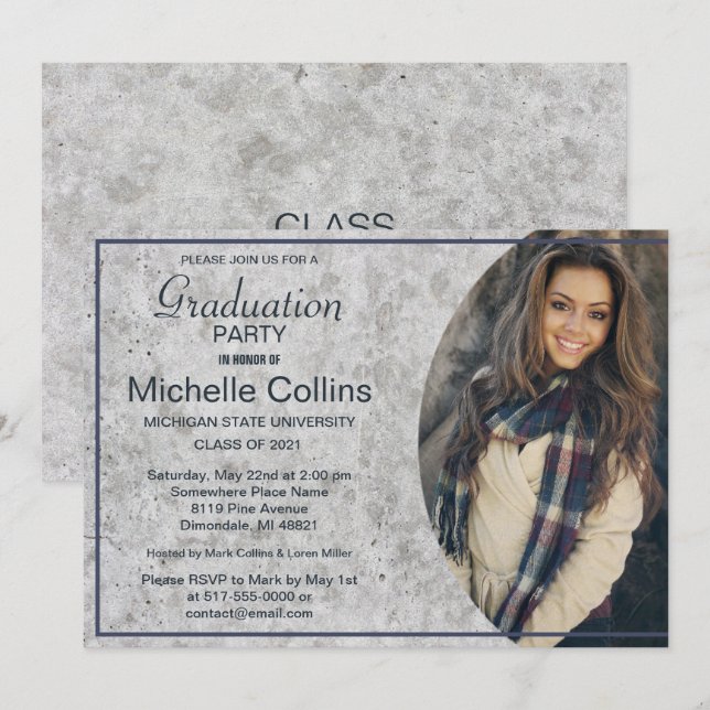 Convites Graduação em Concreto na moda (Frente/Verso)