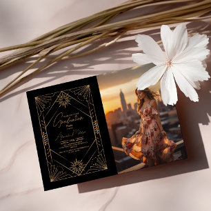 Convites Graduação em Deco de Arte Dourada e Preta