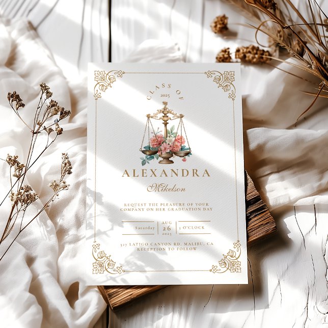 Convites Graduação em Faculdade de Direito Floral Rosa-Rosa (Criador carregado)