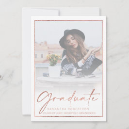 Convites graduação em fotografia da caligrafia da rosa gold