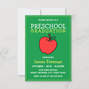 Convites Graduação em Jardim de Infância de Crianças Verde