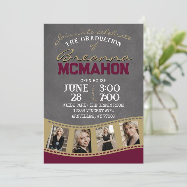 Convites Graduação em lâminas de galhardetes e painéis Dour (Em pé/Frente)