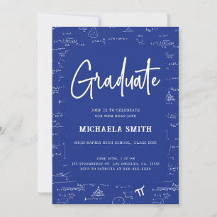 Convites Graduação em Matemática do Formando Real Blue Scri