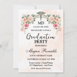 Convites Graduação em Medicina Floral Aquarela MD