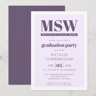 Convites Graduação em MSW Mestre em Trabalho Social Moderna