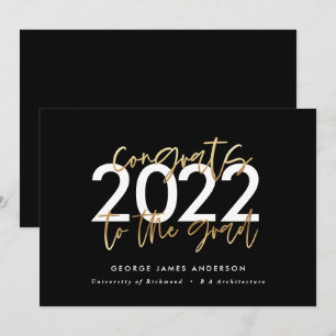 Convites Graduação em na moda de roteiros negros e dourados