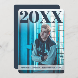 Convites Graduação em negrito moderno   Azul Marinho   2 Fo