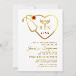 Convites Graduação em ouro White Modern Nursing School