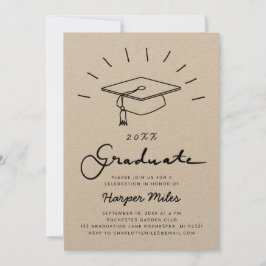 Convites Graduação em papel da rustic kraft que rabisco