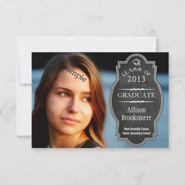 Convites Graduação em Placa Chalkboard com Foto de Cheio 2  (Frente)