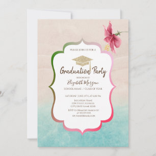 Convites Graduação em praia do Boné Hibiscus Formando com b