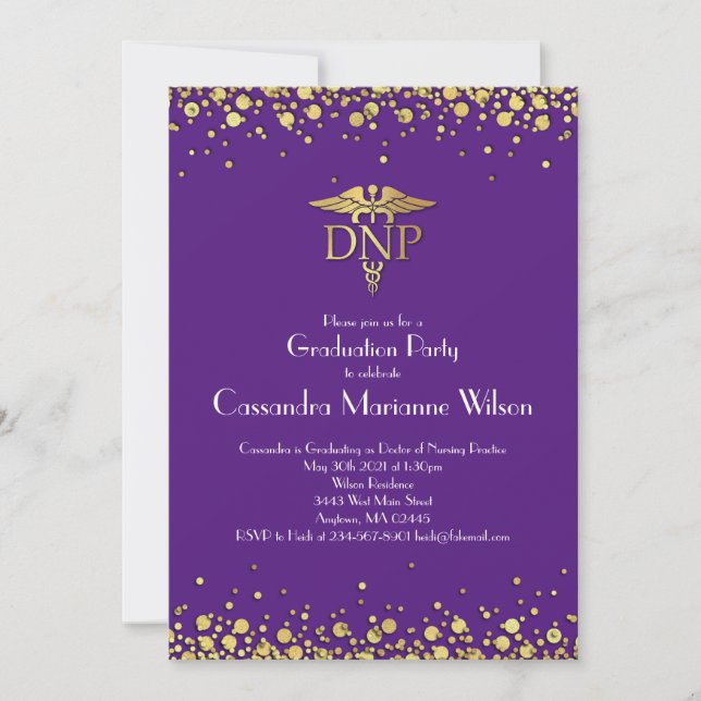 Convites Graduação em Prática de Enfermagem Roxo Dourado (Frente)