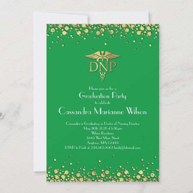 Convites Graduação em Prática de Enfermagem Verde e Dourado (Frente)