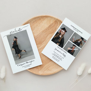 Convites Graduação em preto e branco com colagem de fotos s