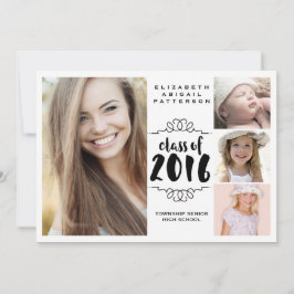 Convites Graduação em preto e branco da Elegant Girl 4 Phot