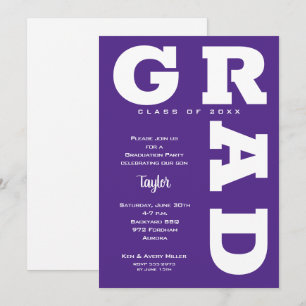Convites Graduação em roxo e branco de FORMANDO a frio