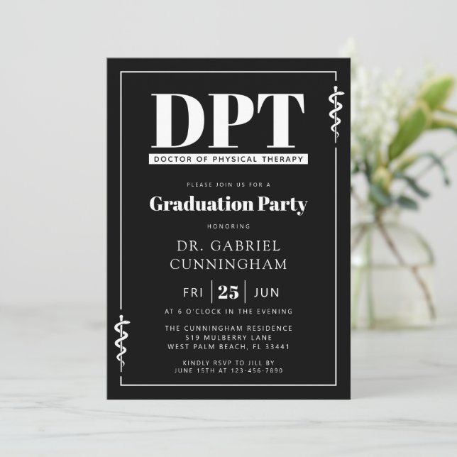 Convites Graduação em Terapia Física Moderna DPT (Em pé/Frente)
