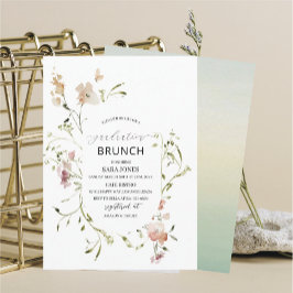 Convites Graduação em Watercolor Elegant WildflowerConvite