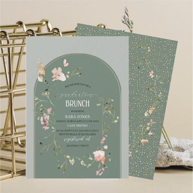 Convites Graduação em Watercolor Elegant WildflowerConvite (Criador carregado)