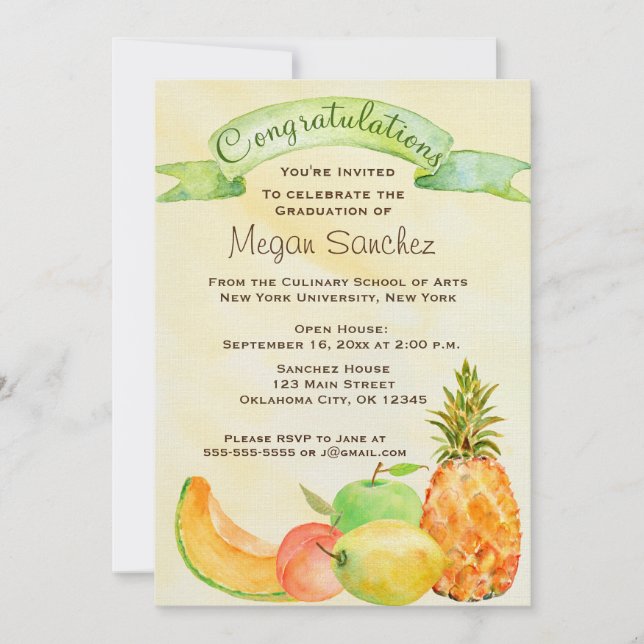 Convites Graduação Escolar Culinária (Frente)