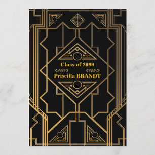 Convites Graduação, estilo Gatsby, estilo de tapete vermelh