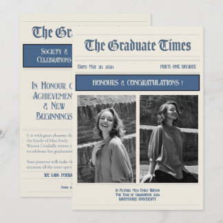 Convites Graduação estilo jornal vintage clássico 2026