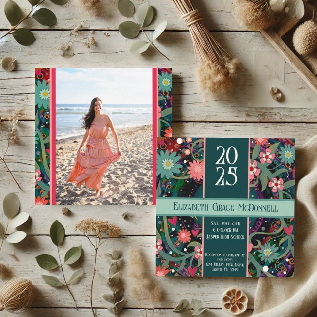 Convites Graduação Exclusiva de Foto Floral bonito Personal (Criador carregado)