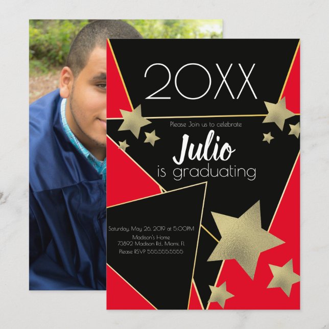 Convites Graduação Faculdade de Celebração de Segundos grau (Frente/Verso)