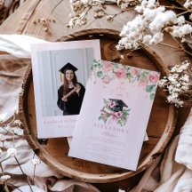 Graduação Floral Cor-de-Foto Rosa Moderna
