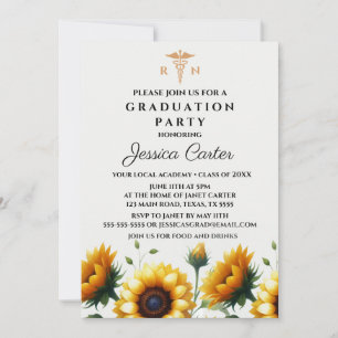 Convites Graduação Floral Enfermeira Girassóis Tipografia