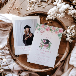 Convites Graduação Floral Rosa Fotográfica
