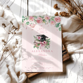 Convites Graduação Floral Rosa Moderna