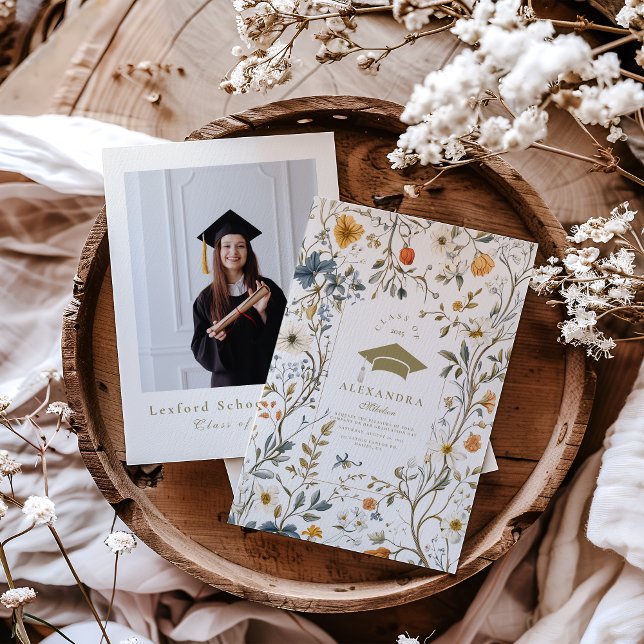 Convites Graduação Floral Vintage Elegante (Criador carregado)