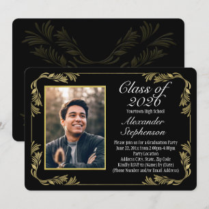 Convites Graduação Formal 2020 Elegante Black/Dourado