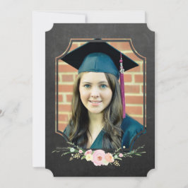Convites Graduação Foto Classe de Chalkboard Floral 2016
