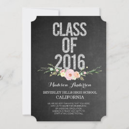Convites Graduação Foto Classe de Chalkboard Floral 2016
