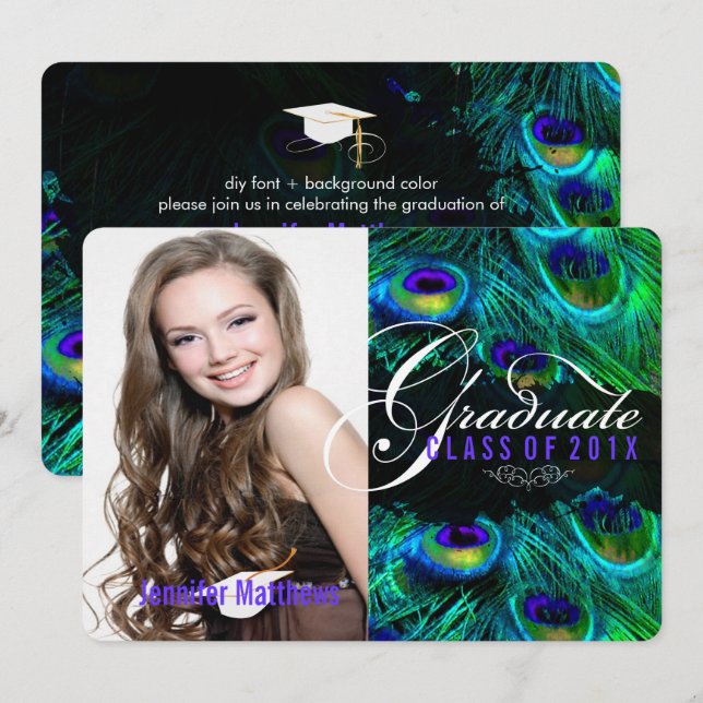 Convites Graduação/foto de Pavão PixDezines (Frente/Verso)