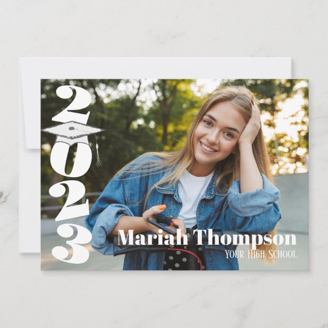 Convites Graduação Foto Roxo Classe Simples De 2023 QR (Frente)