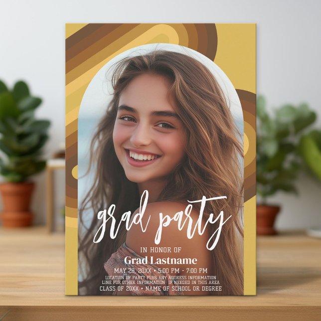 Convites Graduação - Foto Vertical - Script de Partido de F (Custom Grad Party Invitation)