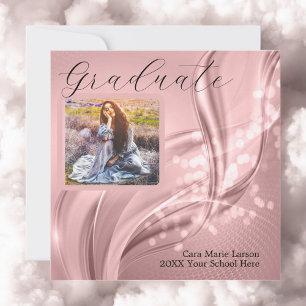 Convites Graduação Fotográfica Metálico Rosa-Rosa-Luxuoso