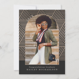 Convites Graduação Geométrica de Impressão de Foto Preta e 