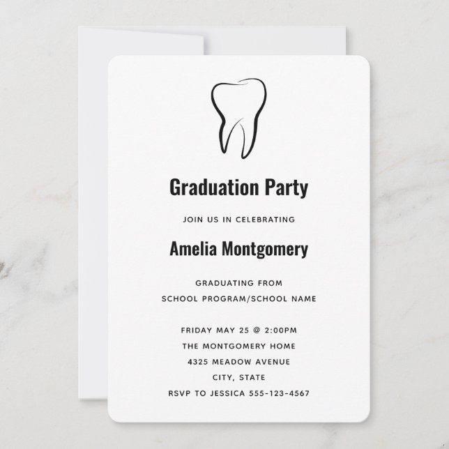 Convites Graduação Gráfica Médica de Dente Dental (Frente)