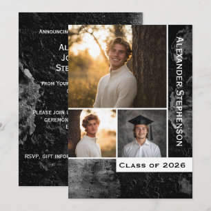 Convites Graduação Grunge Concrete 3 Photo Boys