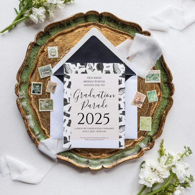 Convites graduação Hats Pattern Outdoor Graduação (graduation Hats Pattern Outdoor Graduation Invitation
)