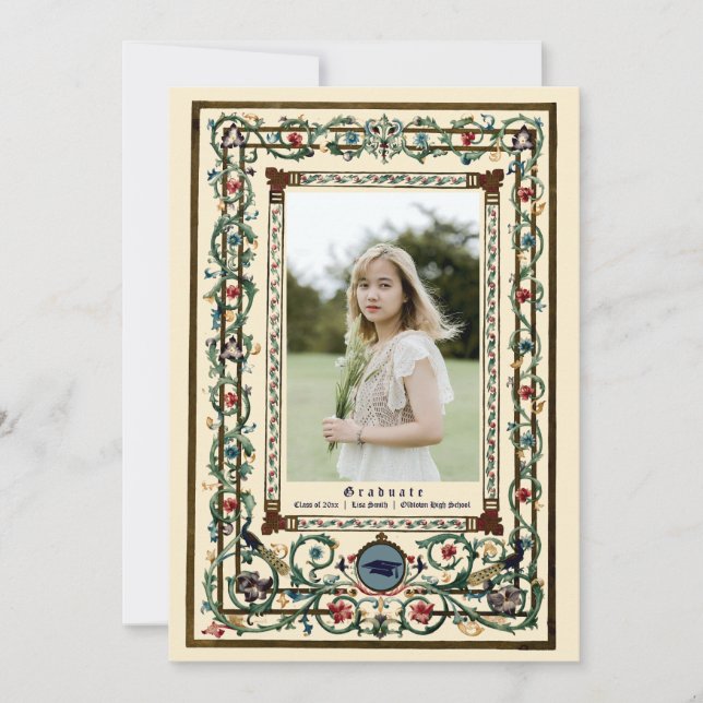 Convites Graduação Iluminada "Medieval" Vintage (Frente)